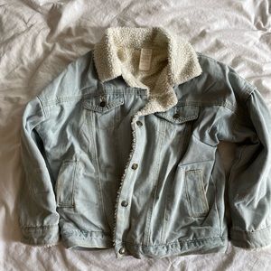 SHEIN Womens Jean Sherpa Jacket
